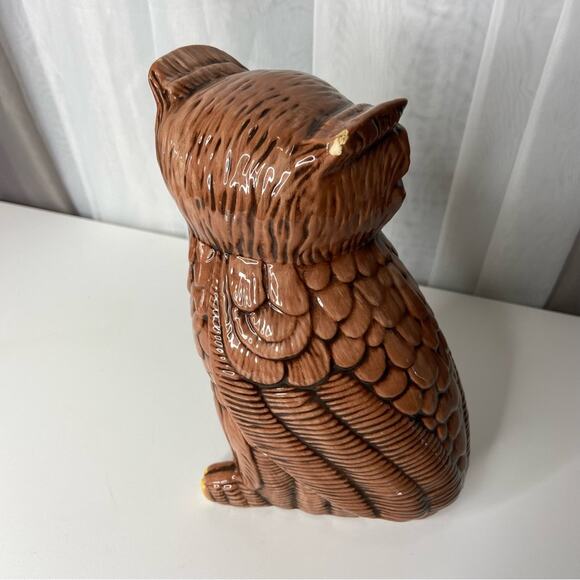 Vintage Brown Owl Figurine with Yellow Accents - Picture 3 of 4